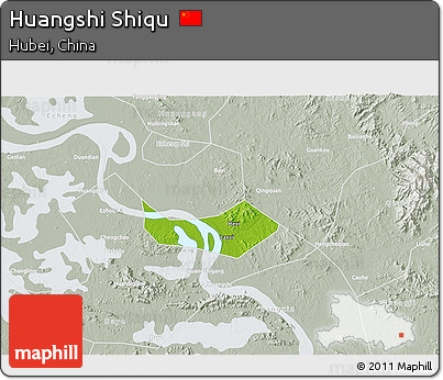 Physical 3D Map of Huangshi Shiqu, lighten, semi-desaturated