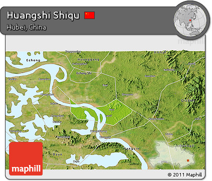 Physical 3D Map of Huangshi Shiqu, satellite outside