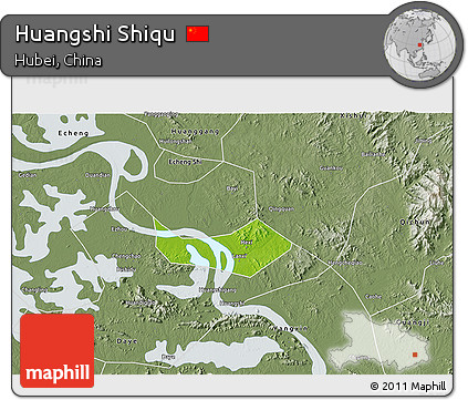 Physical 3D Map of Huangshi Shiqu, semi-desaturated
