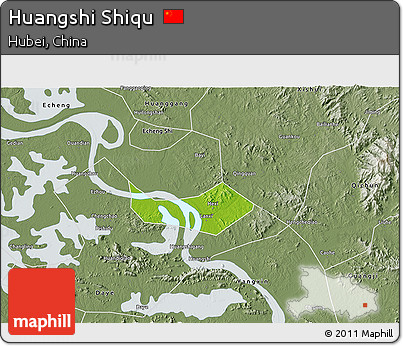 Physical 3D Map of Huangshi Shiqu, semi-desaturated