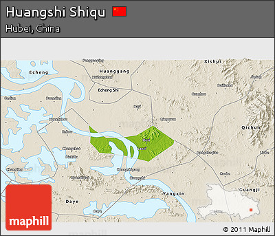 Physical 3D Map of Huangshi Shiqu, shaded relief outside
