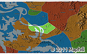Political 3D Map of Huangshi Shiqu, darken