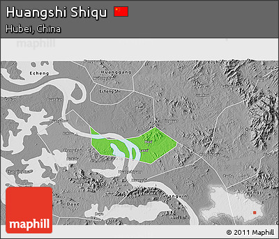 Political 3D Map of Huangshi Shiqu, desaturated