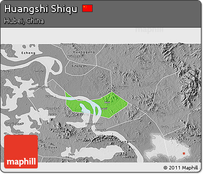 Political 3D Map of Huangshi Shiqu, desaturated