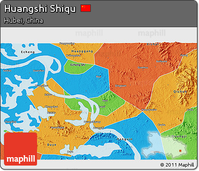 Political 3D Map of Huangshi Shiqu