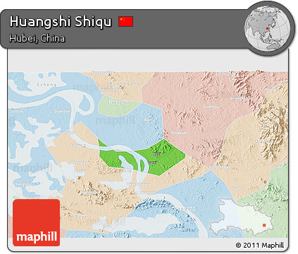 Political 3D Map of Huangshi Shiqu, lighten