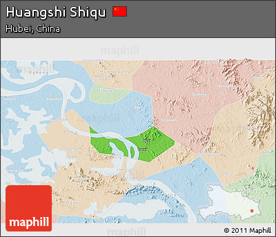 Political 3D Map of Huangshi Shiqu, lighten