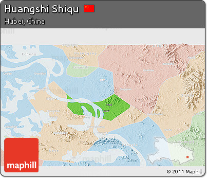 Political 3D Map of Huangshi Shiqu, lighten