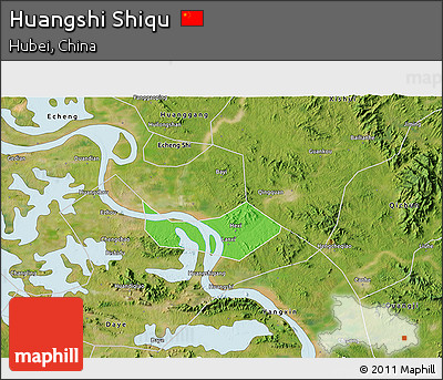 Political 3D Map of Huangshi Shiqu, satellite outside