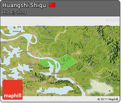 Political 3D Map of Huangshi Shiqu, satellite outside