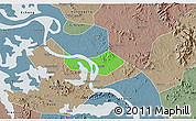 Political 3D Map of Huangshi Shiqu, semi-desaturated