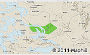 Political 3D Map of Huangshi Shiqu, shaded relief outside
