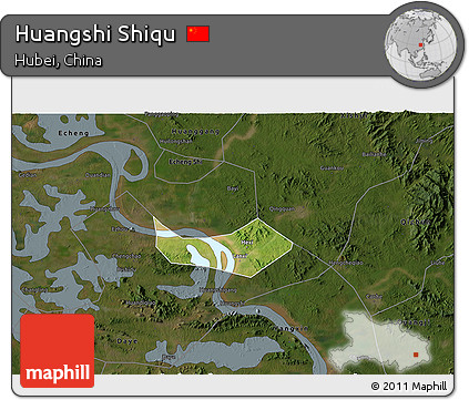 Satellite 3D Map of Huangshi Shiqu, darken
