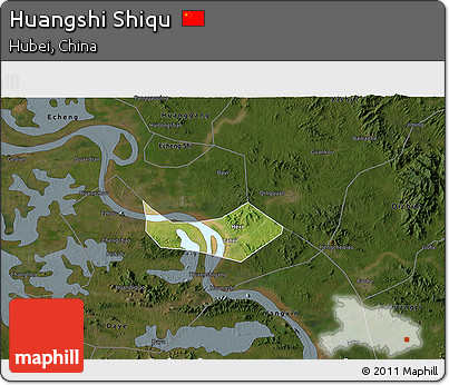 Satellite 3D Map of Huangshi Shiqu, darken