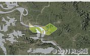 Satellite 3D Map of Huangshi Shiqu, darken, semi-desaturated