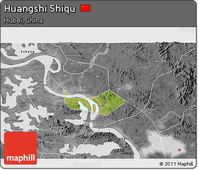 Satellite 3D Map of Huangshi Shiqu, desaturated