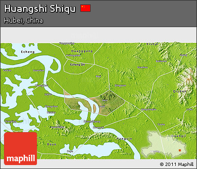 Satellite 3D Map of Huangshi Shiqu, physical outside