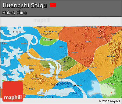 Satellite 3D Map of Huangshi Shiqu, political outside