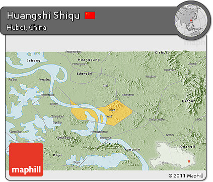 Savanna Style 3D Map of Huangshi Shiqu