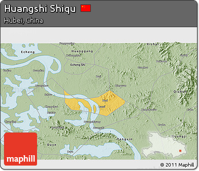 Savanna Style 3D Map of Huangshi Shiqu