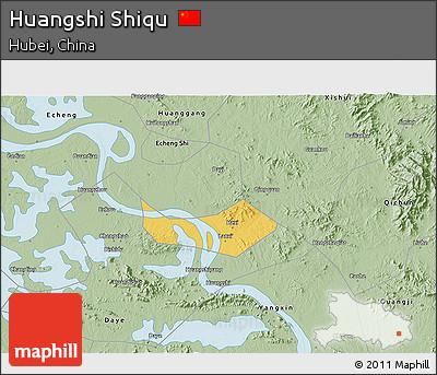 Savanna Style 3D Map of Huangshi Shiqu