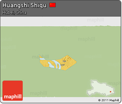 Savanna Style 3D Map of Huangshi Shiqu, single color outside