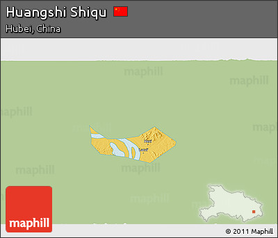 Savanna Style 3D Map of Huangshi Shiqu, single color outside