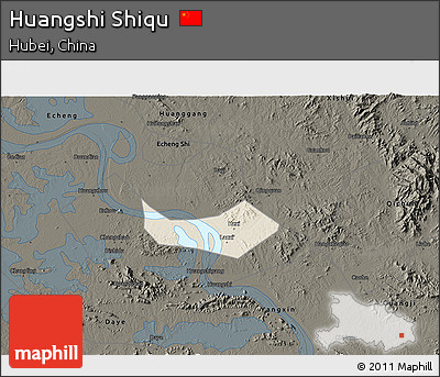 Shaded Relief 3D Map of Huangshi Shiqu, darken