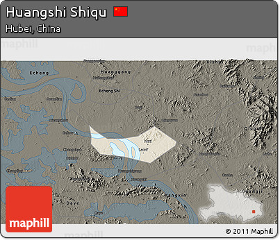 Shaded Relief 3D Map of Huangshi Shiqu, darken