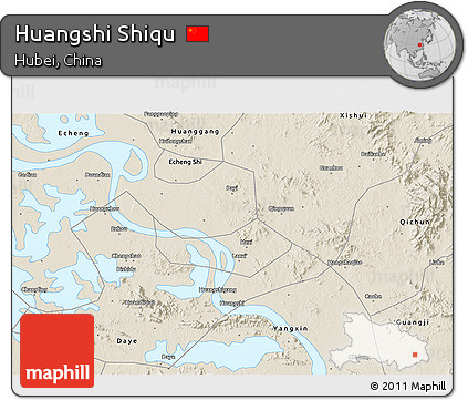 Shaded Relief 3D Map of Huangshi Shiqu