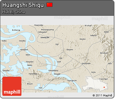 Shaded Relief 3D Map of Huangshi Shiqu