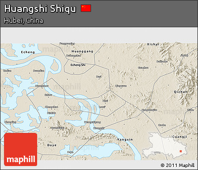 Shaded Relief 3D Map of Huangshi Shiqu