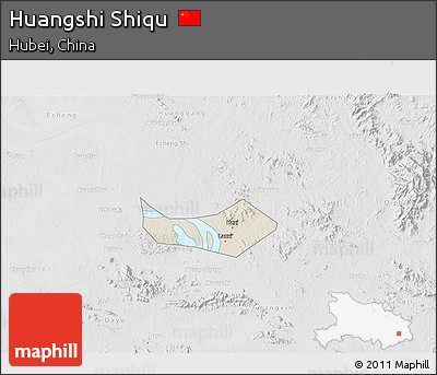Shaded Relief 3D Map of Huangshi Shiqu, lighten, desaturated