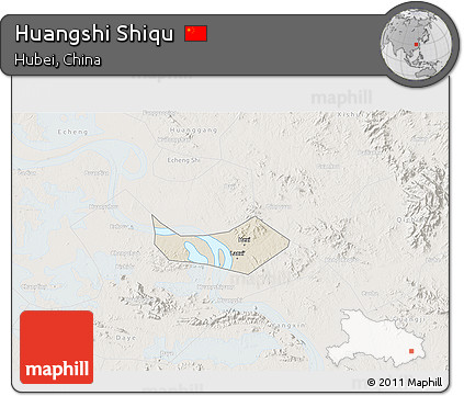 Shaded Relief 3D Map of Huangshi Shiqu, lighten