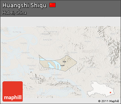 Shaded Relief 3D Map of Huangshi Shiqu, lighten