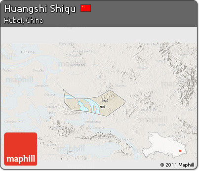 Shaded Relief 3D Map of Huangshi Shiqu, lighten