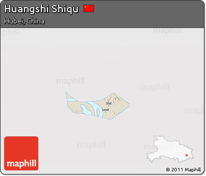 Shaded Relief 3D Map of Huangshi Shiqu, single color outside