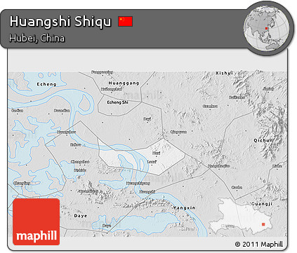 Silver Style 3D Map of Huangshi Shiqu