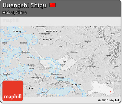 Silver Style 3D Map of Huangshi Shiqu