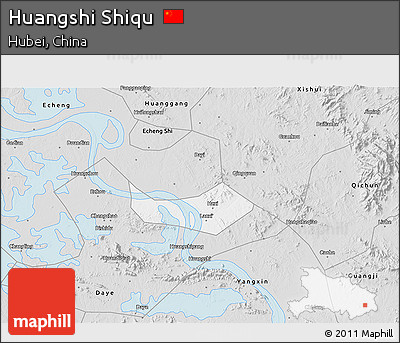 Silver Style 3D Map of Huangshi Shiqu