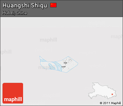 Silver Style 3D Map of Huangshi Shiqu, single color outside