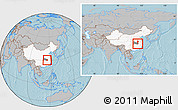Gray Location Map of Huangshi Shiqu, highlighted country, highlighted parent region, within the entire country, hill shading