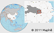 Gray Location Map of Huangshi Shiqu, highlighted country, highlighted parent region