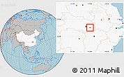 Gray Location Map of Huangshi Shiqu, highlighted country, hill shading
