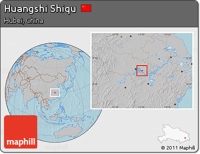 Gray Location Map of Huangshi Shiqu, hill shading