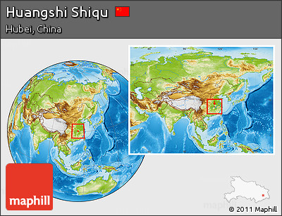 Physical Location Map of Huangshi Shiqu, within the entire country