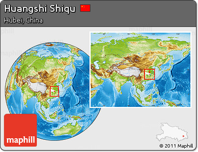 Physical Location Map of Huangshi Shiqu, highlighted parent region, within the entire country