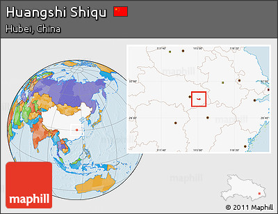 Political Location Map of Huangshi Shiqu, highlighted country