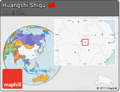 Political Location Map of Huangshi Shiqu, highlighted country