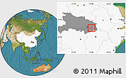 Satellite Location Map of Huangshi Shiqu, highlighted country, highlighted parent region